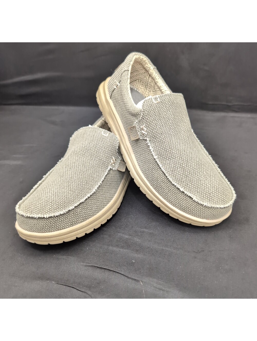 Hey Dude Men's Mikka Braided Loafers Size 11 Canvas Slip On Shoes Olive Green